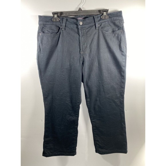 NYDJ Not Your Daughters Jeans Women 12P Marilyn Crop High Rise Stretch Black - Picture 1 of 6